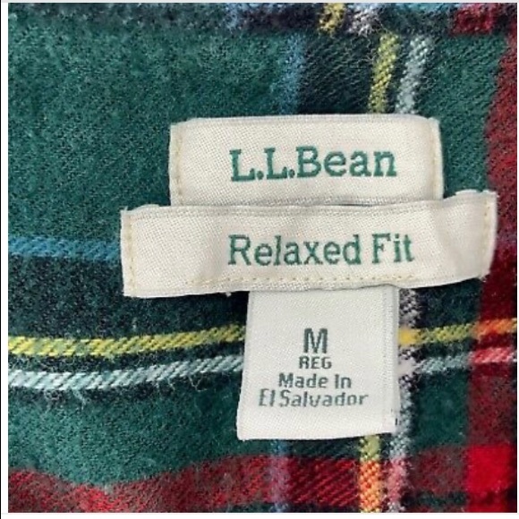 L.L. Bean Womens Green Red Plaid Relaxed Fit Flannel Button Up Shirt Size Medium - Picture 3 of 4